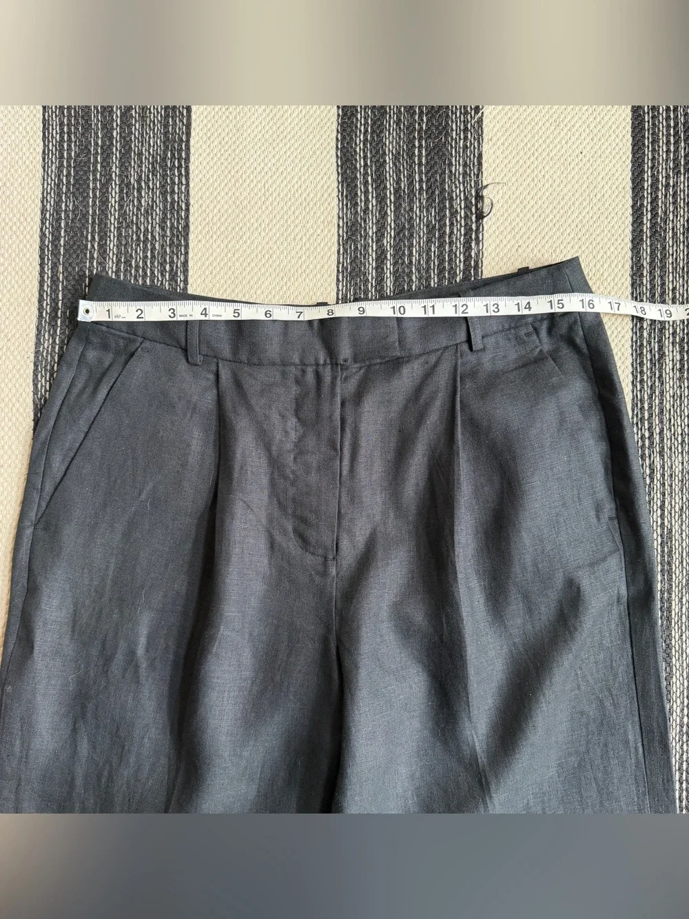 Banana Republic Women's Linen Black Wide-Leg Dress Trousers Size 10L